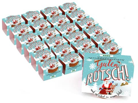Bull & Bear 25er Set Mini Pflanzset 'Guten Rutsch' mit Schneeteppich Samen im Topf 4,5cm, weißes Steinkraut Anzuchtset mit Pflegeanleitung