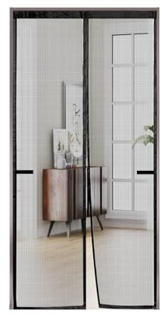 FIOVIP Zanzariera magnetica per porta, tenda 80x140cm, chiusura automatica, facile installazione senza foratura, zanzariera magnetica per ingresso/balcone, ecc.(Fibra di vetro,Nero)
