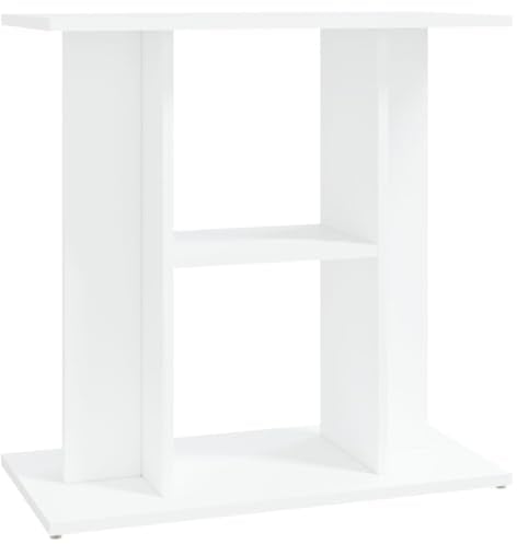 vidaXL White Aquarium Stand - Engineered Wood Fish Tank Shelf with 3 Tiers Storage Space - Modern and Sleek 60x30x60 cm Home Decor