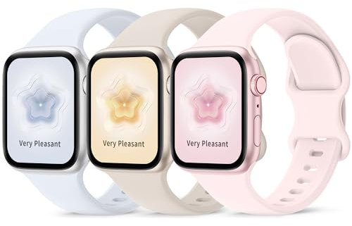 Higgs 3 Piezas Correas Compatibles con Correa Apple Watch 40mm 41mm 38mm Mujer Hombre,Pulsera Suave Silicona Deportiva para iWatch Series (42mm 10) 9 8 7 6 SE 5 4 3 2 1, Ajustables Rosa