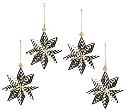 Schmucks HOME Weihnachtsdeko Papier Aufhängen 4X Papiersterne Weihnachtssterne Papier 15 cm (Schwarz)