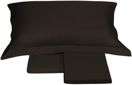 Fazzini Completo di lenzuola matrimoniali in Puro Raso di cotone 300TC art. Trecento (Cioccolato 40)