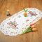 HanaQi - Ostern Tischläufer, Tischdecke Weiß mit Häschen Narzissen Stickerei, Polyester ca. 35x70 cm OVAL