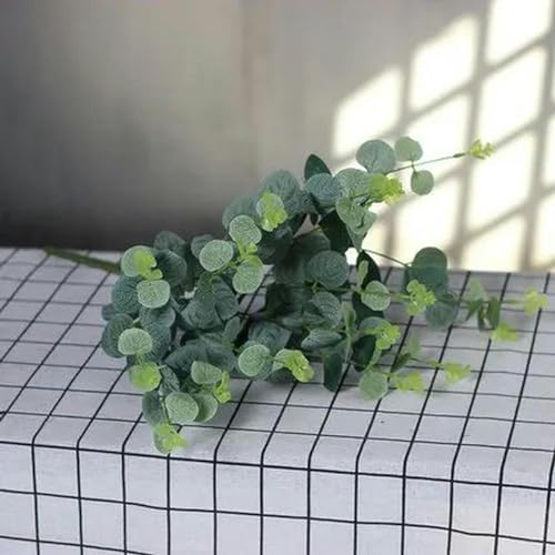 16 Gabel Künstliche Blumen Eukalyptusgras Eukalyptus Grün Pflanze Home Kranz Dekoration Weihnachten Weiße Blume DIY Blumenstrauß 1