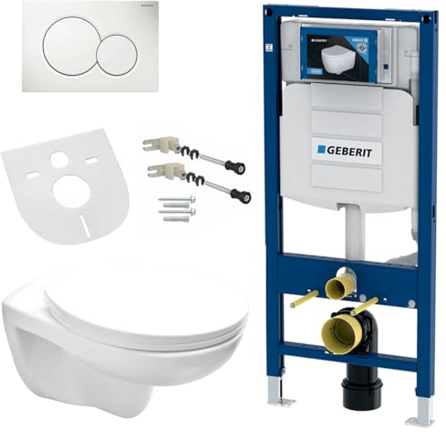 Geberit Komplettset Wand Hänge WC Spülrandlos, Deckel, Vorwandelement, Schallschutz, Betätigungsplatte