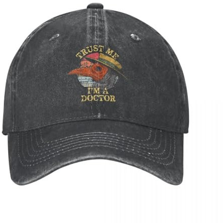 WVVCXCC Unisex und modisch Pestarzt Vertrau Mir Ich Bin EIN Arzt Baseballmütze Horror Vogel Streetwear Distressed Denim Caps Hut Retro Verstellbarer Snapback Hut Sport Outdoor-Geschenke