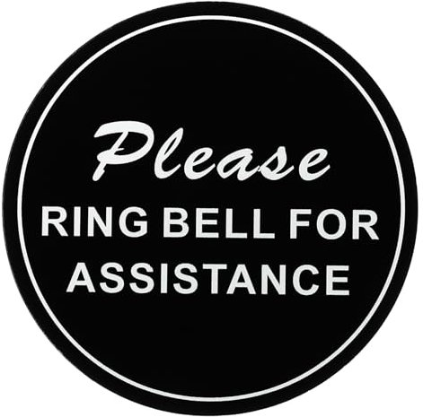 PATIKIL Please Ring Bell For Assistance Sign, 4ODx0.12T Self-Adhesive Warning Sign for Business Home Door Wall Window Office Entrance, Black Board Silver