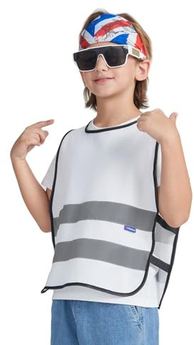 AYKRM Kinder Warnweste ab 2 Jahre - Weiß - 2er Set Reflektorweste für Autofahrten, Schulweg und Outdoor-Aktivitäten - Universelle Größe für maximale Sicherheit