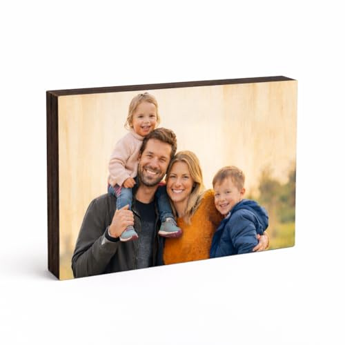 CALLE DEL REGALO Taco de madera personalizado con foto, decoración personalizada con foto, Taco de madera (Negro, 10 x 15 cm)