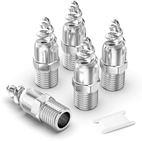 ERGAOBOY 5 Stück 304 Edelstahl Spirale Kegel Zerstäubung Düse, 1/2 Männlich Staub entfernen zerstäubt Sprayer für Gas Kühlung, Waschen, Brandschutz, Garten Bewässerung