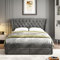 LTGB Upholstered Bed, Storage Bed, 4ft6 Double Bed 135x190cm, with 4 Drawers, Soft Backrest, Metal Underbed Bracket, With Bed Slats, For Adults & Teenagers, Snowflake Fleece, Grey