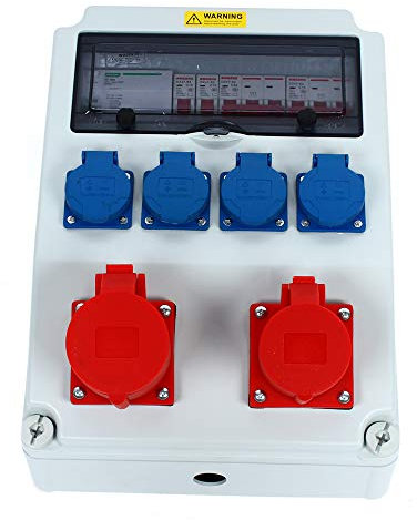 Stromverteiler Fi-Schutzschalter Baustromverteiler Steckdosenverteiler Wandverteiler Stromkasten AußEn Innen GeräT Komplett Steckdose Waterproof Junction Box 32A/16A Kraftstrom Strom Wandbefestigung