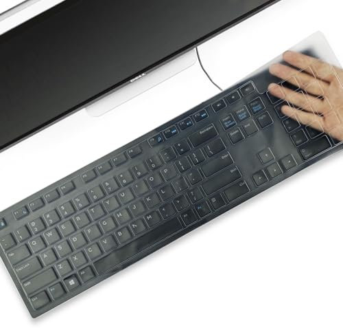 YongMai Tastaturabdeckungen für Dell KM636 KB216 kabellose kabelgebundene Tastaturen, Dell Optiplex 5250 3050 3240 5460 7450 7050/Dell Inspiron AIO 3475 3670 3477 Silikon Desktop Computer