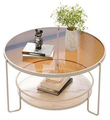 DONGGANSHI Black Round Coffee Table for Living Room, Modern Glass Top Center Table, Metal Frame, Easy Assembly - Ideal for Home Office (24 * 16 in)