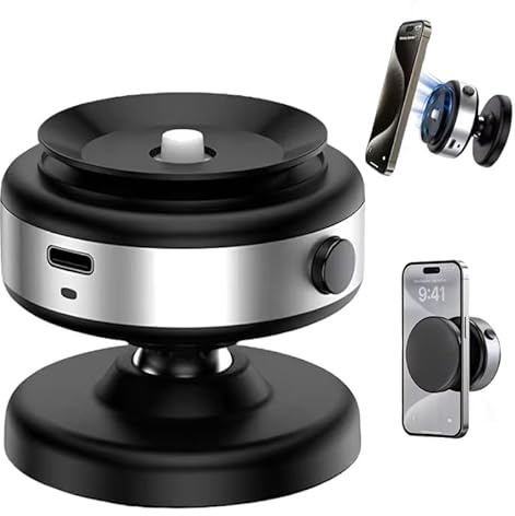 Support de téléphone magnétique réglable à 360 ° avec aspiration électrique, support magnétique mains libres pour voiture, salle de sport, miroir et surfaces lisses, compatible avec les iPhones