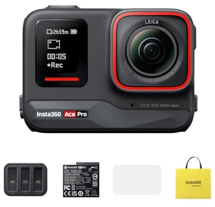 Insta360 Ace Pro: Wasserdichte Action-Kamera mit Leica-Sensor und AI-Rauschunterdrückung für 4K120fps, 6,1 cm