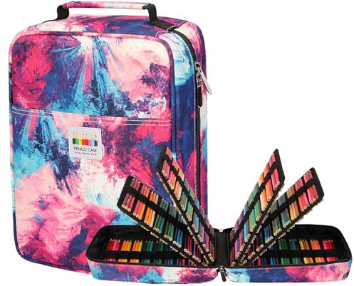 JAKAGO Große Federmäppchen XXL mit 270 Schlitze Stifte Aufbewahrung, Wasserdichtes Stiftetasche für Aquarellstifte & Marker & Gelstifte (Fireworks)