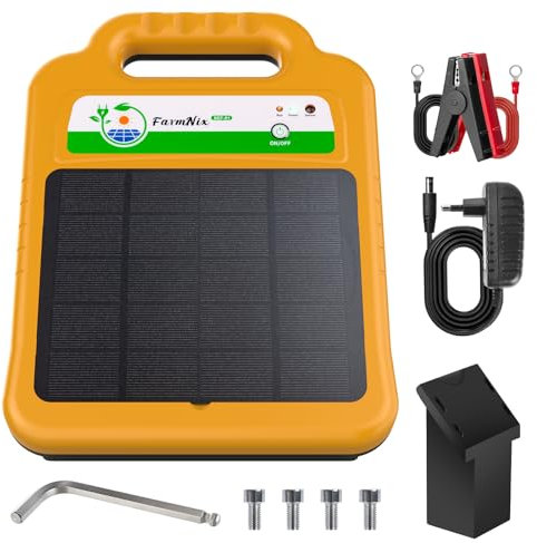 Clôture électrique solaire pour animaux 16KM, Jusqu'à 8KV de sortie, cloture electrique étanche 0.2J, Pour l'élevage de volailles ou d'animaux domestiques en pâture avec une clôture mobile