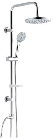 Set colonna doccia tonda soffione doccetta e portasapone