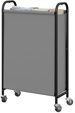 GRANNY SAYS 80L Slim Laundry Hamper with Wheels, Fabric Rolling Washing Basket on Wheels, Narrow Clothes Organiser, Tall Hamper for Closet Laundry Room Bathroom, Grey