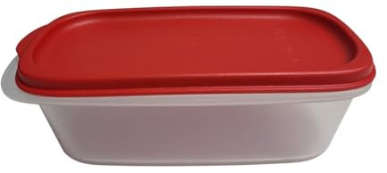 Tupperware Eidgenosse Quadratisch Gewürzbehälter 500 ml Lagerbehälter Kompaktbehälter Vorrat Modular Kühlschrank System rot transparent 500ml