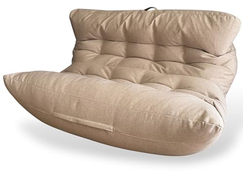 Aiire Puff Salon Doble XXL – Puf Gigante para 2 Personas con Relleno Incluido, Ideal para Lectura, Relajación o Gamer – Bean Bag Chair Cama Infantil o Sofá para Adultos Beige