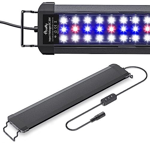 Pawfly 14 W Aquarium LED Light for 45 to 60 cm Fish Tanks Extendable Fish Tank Light with Full Spectrum Brilliant White Blue Red Lights with Daytime & Night Modes and Adjustable Brightness