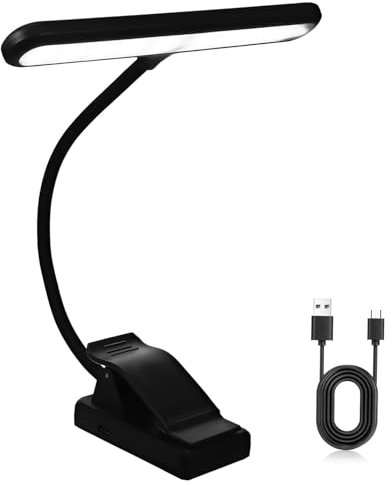 SOIMISS Wiederaufladbare Notenpultleuchte Mit Echtzeit Leistungsanzeige Led Buchleuchte Zum Anklemmen Kompakt Und Augenschonend Usb Schreibtischlampe Für Klavier Und Lesen