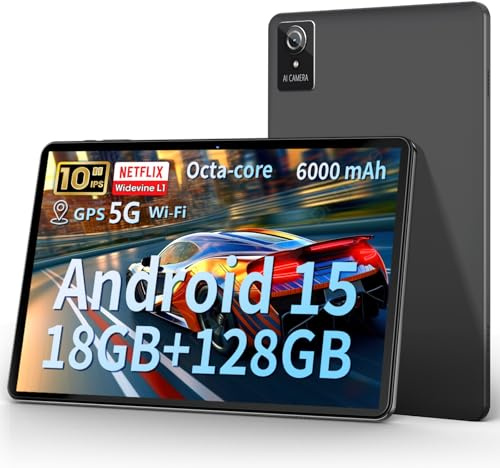 Aobante 10 inch tablet, 2025 latest Android 15 tablets, 18GB + 128GB, 1TB expand, Widevine L1 compatible Octa-Core Tablet with WiFi 6, 6000mAh battery, dual camera (5MP + 8MP)