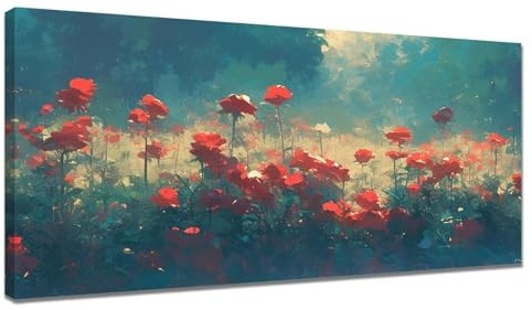 Peinture Numero Adulte Rouge, Peinture Numero Fleur Paint by Numbers Grand Format XXL 100x200cm, Loisirs Créatifs Adultes Avec Pinceaux et Pigment Acrylique pour Deco Murale, Cadeau Femme Y3-827