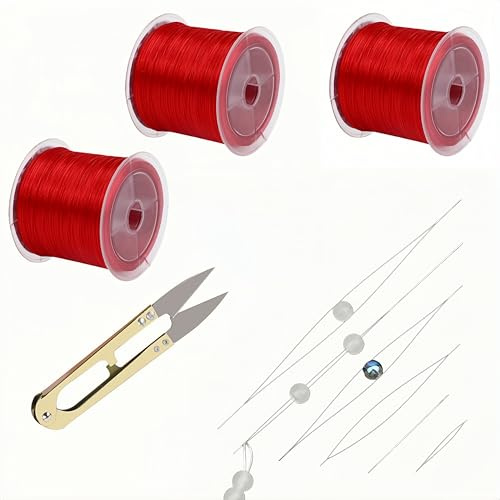 ZGZJHZ Elastisches Band für Armbänder, Gummiband & Nylonschnur für Armband Set Selber Machen, Perlenschnur & Nylonfaden für Schmuck Basteln, DIY Armbänder & Ketten Set 0,8 mm (Rot)