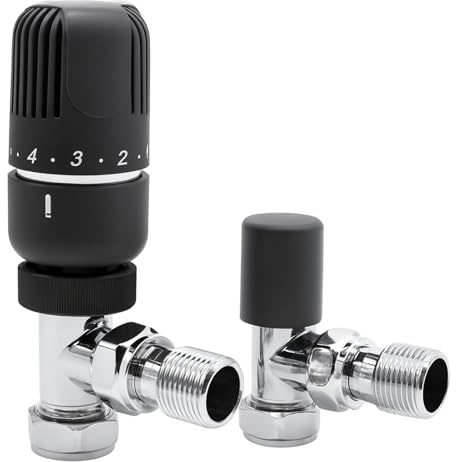 15mm Angle Westherm Classic Thermostatic Radiator Valve (TRV) Twin Pack - Anthracite