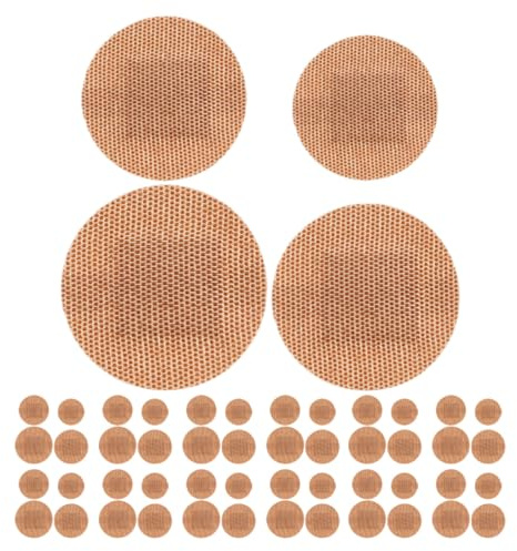 Fabric Adhesive Bandages 80pcs Khaki for Home Use | Waterproof Protective Breathable Barrier, Small round Plasters for Daily Family Needs and Pollutants