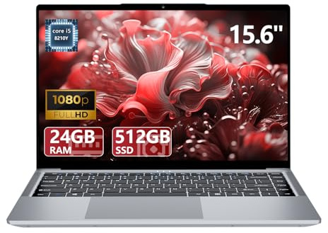 Tunhail Ordinateur Portable 15.6 Pouces, Core i5 PC Portable jusqu'à 3,6 GHz,24GB RAM 512GB SSD Laptop,Pantalla IPS HD 1920x1200,Tipo-C, USB 3.0, HDMI, Bluetooth 5,Wi-FI 5, Para estudio y Trabajo