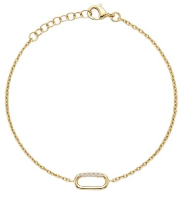 Suzan Gold® 925 Sterling Silber Armband Damen Zirkonia Oval Element elegant filigran wasserfest nickelfrei Geschenk Oval Link Crystal Bracelet hochwertig