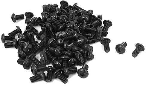 sourcing map 100 Stk M4 x 8mm 0,7mm Legierter Stahl Sechskantschraube Kappe Schrauben Schwarz