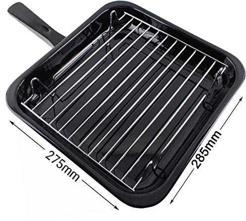 SPARES2GO Small Square Grill Pan, Rack & Detachable Handle for Hotpoint Oven Cookers