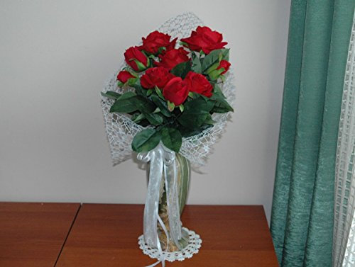 Auto-schmuck so einfach so kreativ Blumenstrauß Rose Knospe Hortensie Kunstblumen Kunstliche Chochzeit Deko Bouquet Gasrden Home Zimmer Party Zuhause Büro (B1 rot)