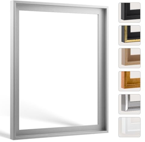 Bildershop-24 Schattenfugenrahmen Lemgo für Keilrahmenbilder und Leinwände 28x35cm Silber Alu geschliffen Dekor