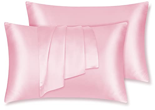 LULUSILK 100% Seide Kissenbezug Haar- und Hautpflege Kissenhülle knitterarm 2 Stücke Kissenbezug Seide 40x60cm Rosa