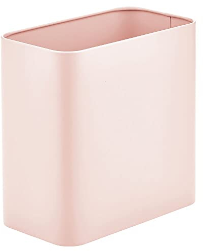 mDesign Kleiner Metall-Abfalleimer für Badezimmer, Mini-Mülleimer für Haupt- oder Gästebad, Schlafzimmer, Garage, Waschküche oder Spielzimmer, 9 l, Hellrosa/Hellrot, 1 Stück