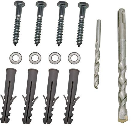 Lag Bolt Kit for Mounting TV Bracket Into Wood or Concrete Wall, Heavy Duty Bolts, Anchors and 2 Drill Bits