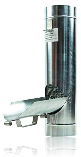 Zink Regenrohrklappe 87 mm mit Edelstahl Sieb für Fallrohr - Titanzink Fallrohrklappe als Regenwassersammler, einfache Montage dank konischer Form & passgenauem Übergang