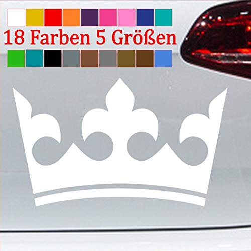 Aufkleber Krone in 18 Farben Königin König Sticker Auto Kleber Vinyl JDM 10-Weiß 10x6cm