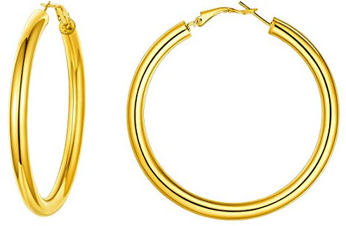 FindChic Piercing Oreille Femme or Mini Annueax 30mm Créoles femme Acier Inoxydable, Petit Boucles Oreilles Anneaux Oreilles pour femme Huggie