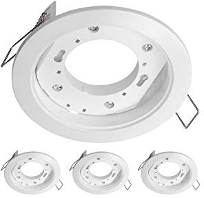 ledscom.de 4 Stück Deckeneinbauleuchte ZOBE, weiß semi-glänzend, rund, 107mm Ø, 1x GX53 max. 25W