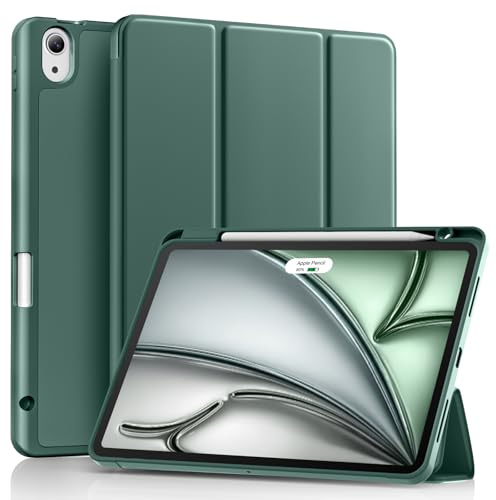 Akkerds for iPad Air 11 Inch Case, iPad Air 4th 5th Generation Case 10.9 | for M4 2026/M3 2025/M2 2024/2022/2020 with Pencil Holder, Slim Trifold Stand Protective Cover with Soft TPU Back, Pine Green