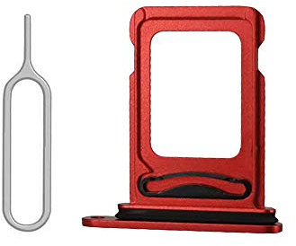 SIM-Kartenfach Halter Slot mit Gummi Wasserdichte Dichtung Ersatz inkl. offenem Auswurfstift für iPhone 12 (6,1 Zoll) (rot, Dual-Sim-Version)