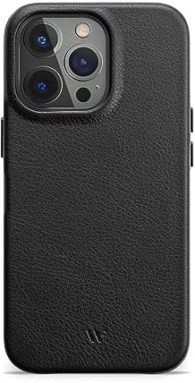 WIIUKA Hülle für iPhone 13 Pro, Deutsches Leder, Lederhülle extra Dünn, Premium Handyhülle, Case, Qi, Schwarz
