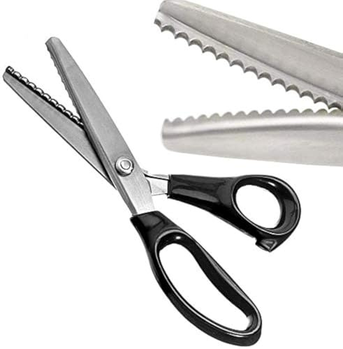 Tijeras dentadas para cortar papel de tela, acero inoxidable (festoneadas | Tijeras dentadas festoneadas, tijeras de costura con corte en zigzag, tijeras profesionales de costura de mano para